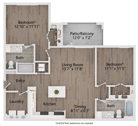 plan 1 bedroom 1190 square feet the villa